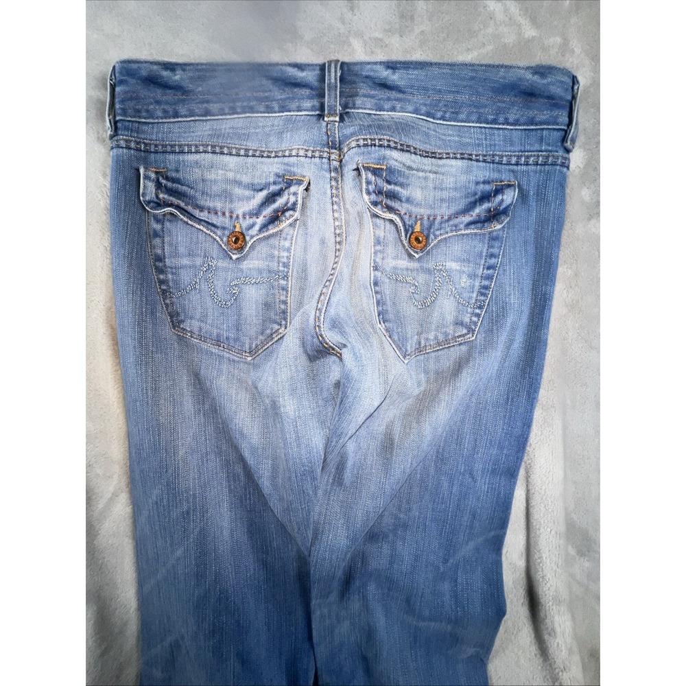 Adriano Goldschmied Button Fly Size 28R (32x34) Bootcut Stretch Blue Flap Pocket